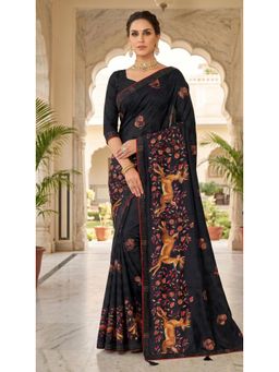 Torsha - Black Berry Saree without Blouse