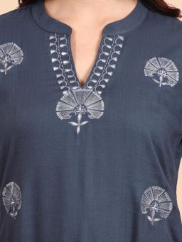 PINKSKY - Grey Embroidered Viscose Kurta