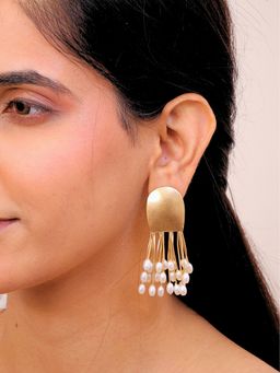 Viana Jewels - 18K Gold Plated Roshanara Brass Pearl Earrings