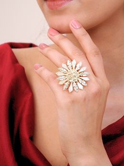 Viana Jewels - 18K Gold Plated Roshanara Adjustable Brass Ring
