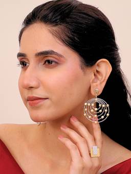 Viana Jewels - 18K Gold Plated Noorjahan Oxidised Silver Plated Brass Earrings