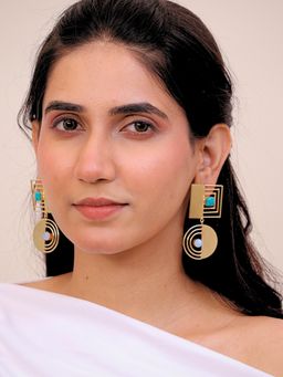 Viana Jewels - 18K Gold Plated Mizzora Turquoise Moonstone Brass Earrings