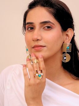 Viana Jewels - 18K Gold Plated Muktika Stone Adjustable Ring