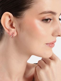 Carlton London - 18K Rose Gold Plated Ruby Hoops
