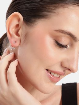 Carlton London - Rose Gold Plated Ear Jacket Studs