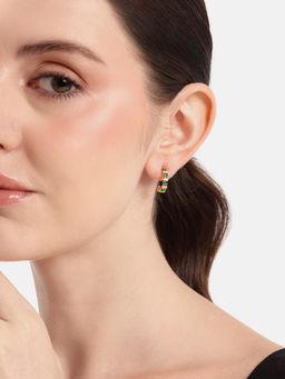 Carlton London - 18K Gold Plated Emerald Hoops