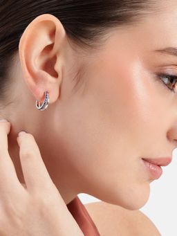 Carlton London - Sapphire Studded Half Hoops