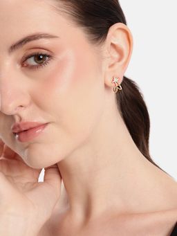 Carlton London - 18K Gold Plated Cz Star Hoops