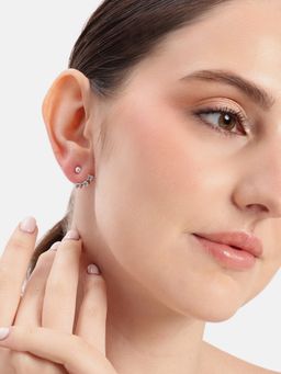 Carlton London - Rhodium Plated Jacket Earring Cuffs