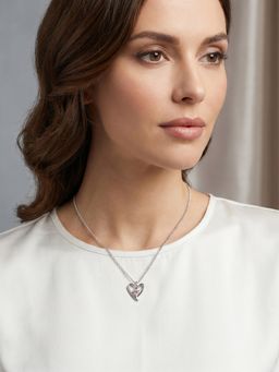 Carlton London - Rhodium Plated Heart Pendant Necklace