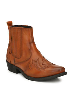 Delize - Stripes Tan Chelsea Boots