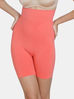 Zivame - Medium Control Mid waist 12 Hour Seamless Thigh Shaper - Coral - Orange