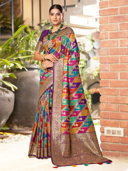 SGF11 - Multi Colour Women Kanjivaram Pure Soft Silk Saree with Unstitched Blouse