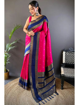 SGF11 - Pink Women Kanjivaram Pure Soft Silk Saree with Unstitched Blouse