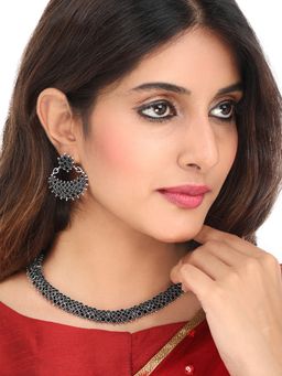 Yellow Chimes - Traditional Stones Studded Choker Necklace (Set of 2)