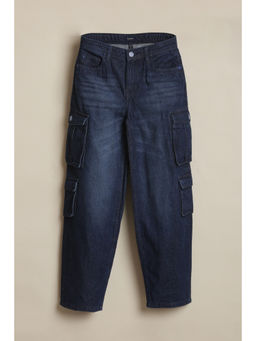 Allen Solly - Boys Navy Blue Solid Jeans