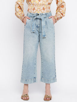 Guess - Women Blue Solid Jeans with Belt