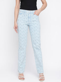 Guess - Women Blue Printed Jeans