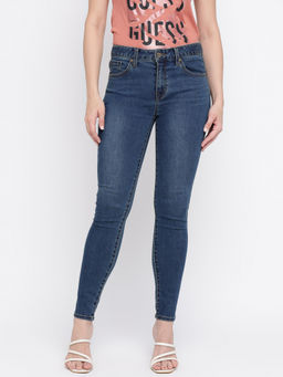 Guess - Women Navy Blue Solid Jeans