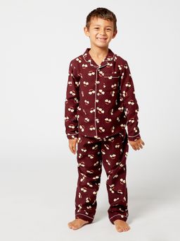 One Friday - Brown Floral Print Night Suit Brown (Set of 2)