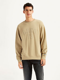 Levi's - Mens Typographic Beige Crew Neck Sweatshirt