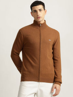 GANT - Men Solid High Neck Full Sleeves Cardigan
