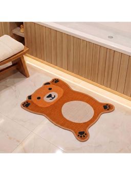 Athom Living - Premium Animal Bear - Shaped Cutouts Kids Bathmat Brown (40 x 60)