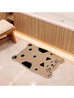 Athom Living - Premium Animal Cat - Shaped Cutouts Kids Bathmat Beige (40 x 60)