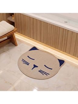 Athom Living - Premium Animal Cat - Shaped Cutouts Kids Bathmat Grey (40 x 60)