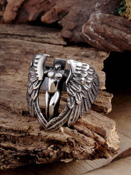 OOMPH - Silver Eagle Soul Tough Stainless Steel Bikers Ring for Boys and Men (9)