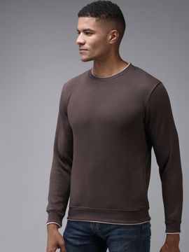 SHOWOFF Sweatshirts : Buy SHOWOFF Men Round Neck Coffee Brown Solid  Sweatshirt Online | Nykaa Fashion