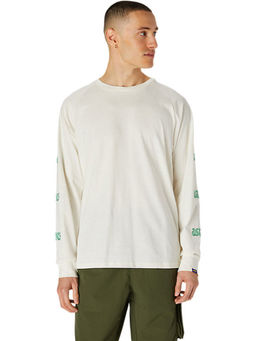 ASICS - M Embroidery LS Tee Off White Mens Sports T-Shirts (XS)