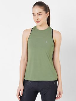 BODD ACTIVE - Green Olive Twisty Back Tank Top
