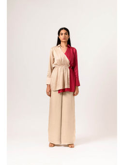 NEORA BY NEHAL CHOPRA - Ecru Wine Full Sleeves Top