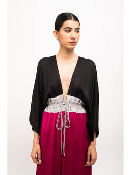 NEORA BY NEHAL CHOPRA - Black & Wine High Low Cape