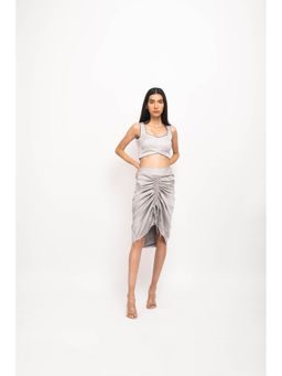 NEORA BY NEHAL CHOPRA - Grey Bustier Skirt (Set of 2)