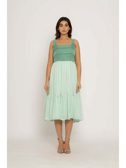 NEORA BY NEHAL CHOPRA - Teal & Tea Green Midi Dress