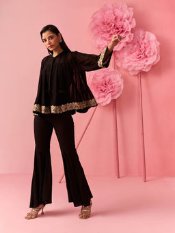 Clothes on my mind - Nazar Black Top & Pant Co-Ord (Set of 2)