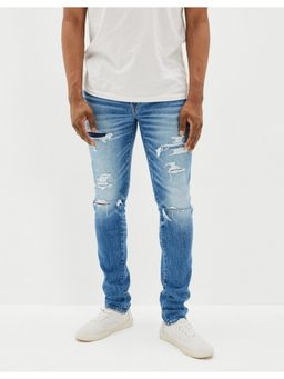 American Eagle - Men Blue Airflex Plus Patched Slim Jeans