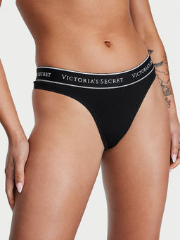 Victoria's Secret - Cotton Logo Cotton Thong Panty Grey