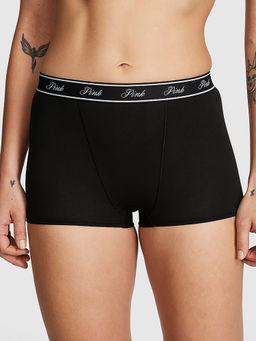 Victoria's Secret - PINK Logo Cotton High-Waist Boyshort Panty Black