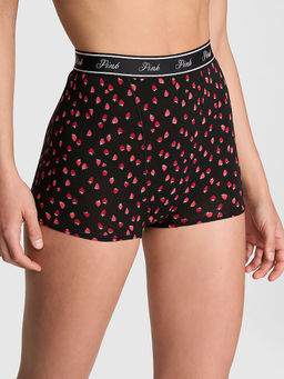 Victoria's Secret - PINK Logo Cotton High-Waist Boyshort Panty Black
