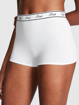 Victoria's Secret - PINK Logo Cotton High-Waist Boyshort Panty White