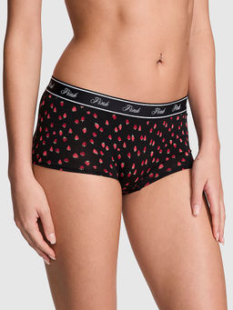 Victoria's Secret - PINK Logo Cotton Shine Boyshort Panty Black