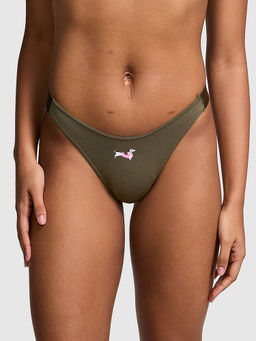 Victoria's Secret - PINK Logo Cotton High-Leg Thong Panty Green