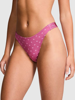 Victoria's Secret - PINK Logo Cotton High-Leg Thong Panty Pink