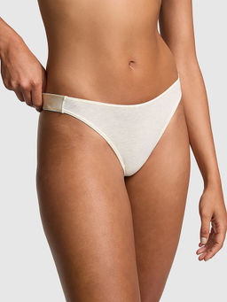 Victoria's Secret - PINK Logo Cotton High-Leg Thong Panty Beige