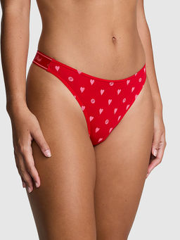 Victoria's Secret - PINK Logo Cotton Shine High-Leg Thong Panty Red