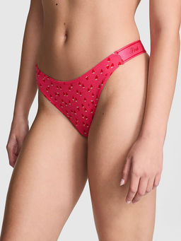 Victoria's Secret - PINK Logo Cotton Shine High-Leg Thong Panty Pink