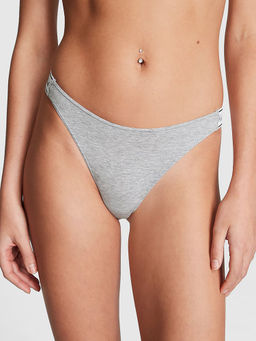 Victoria's Secret - PINK Logo Cotton High-Leg Thong Panty Grey
